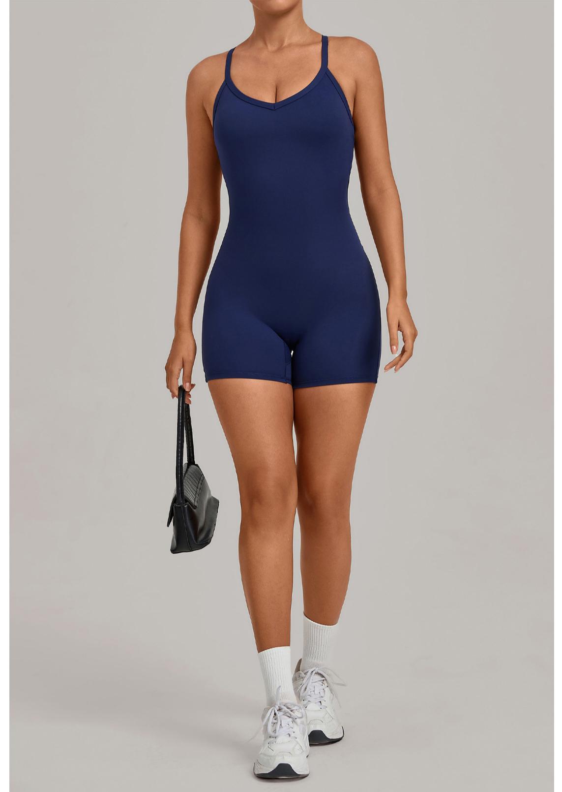 Adjustable Strap One-Piece Yoga Suit with Cross Waist Tummy Control and Butt Lift