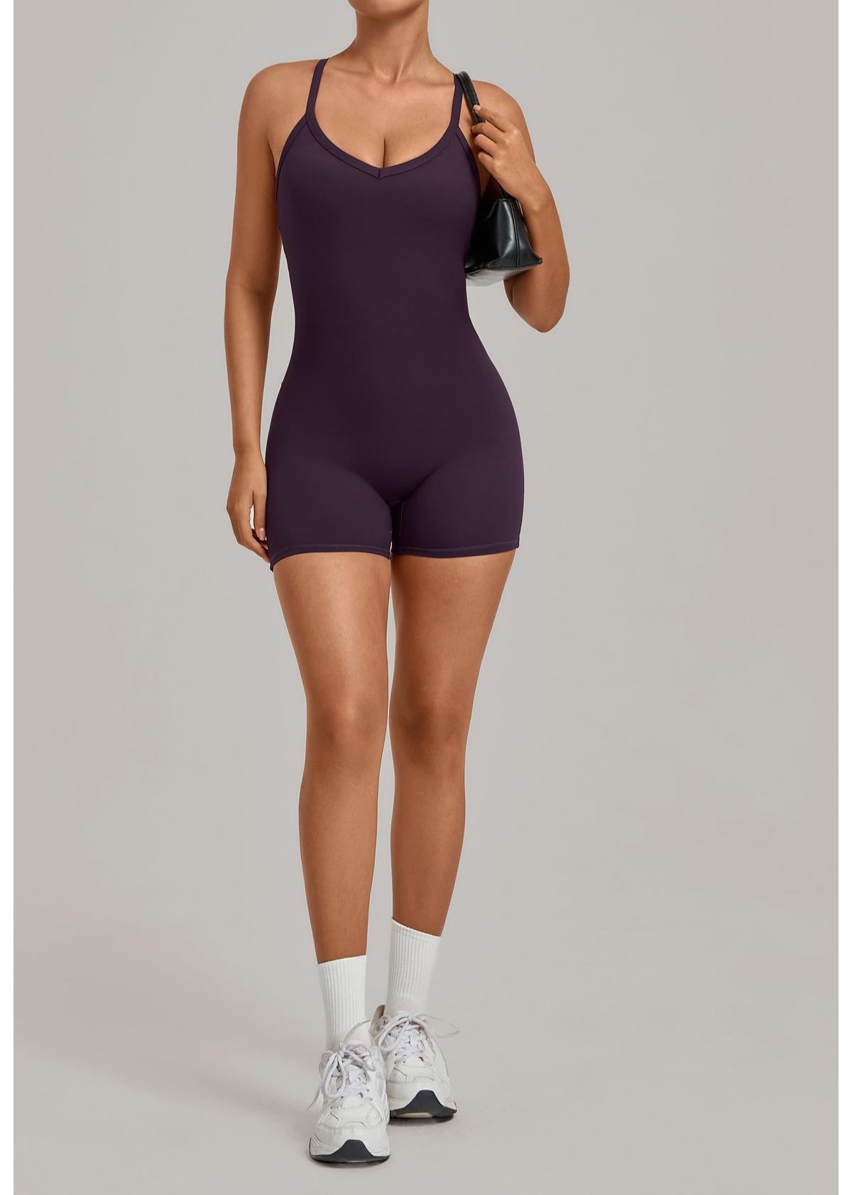 Adjustable Strap One-Piece Yoga Suit with Cross Waist Tummy Control and Butt Lift