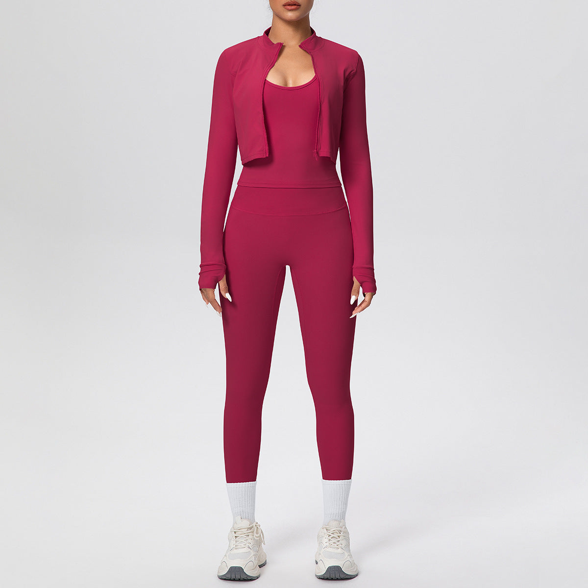 Three-piece sports running fitness yoga outfit set
