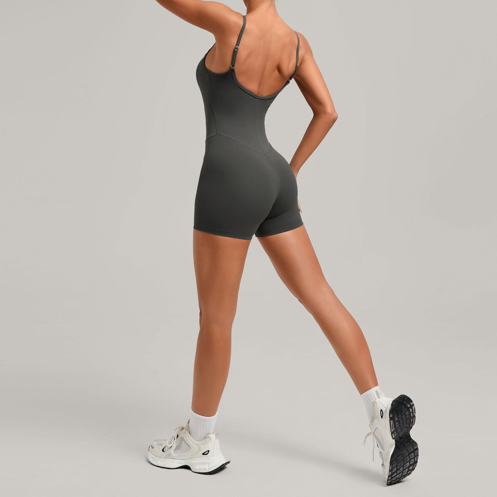 One-Piece Fitness Wear Adjustable Shoulder Strap Jumpsuit