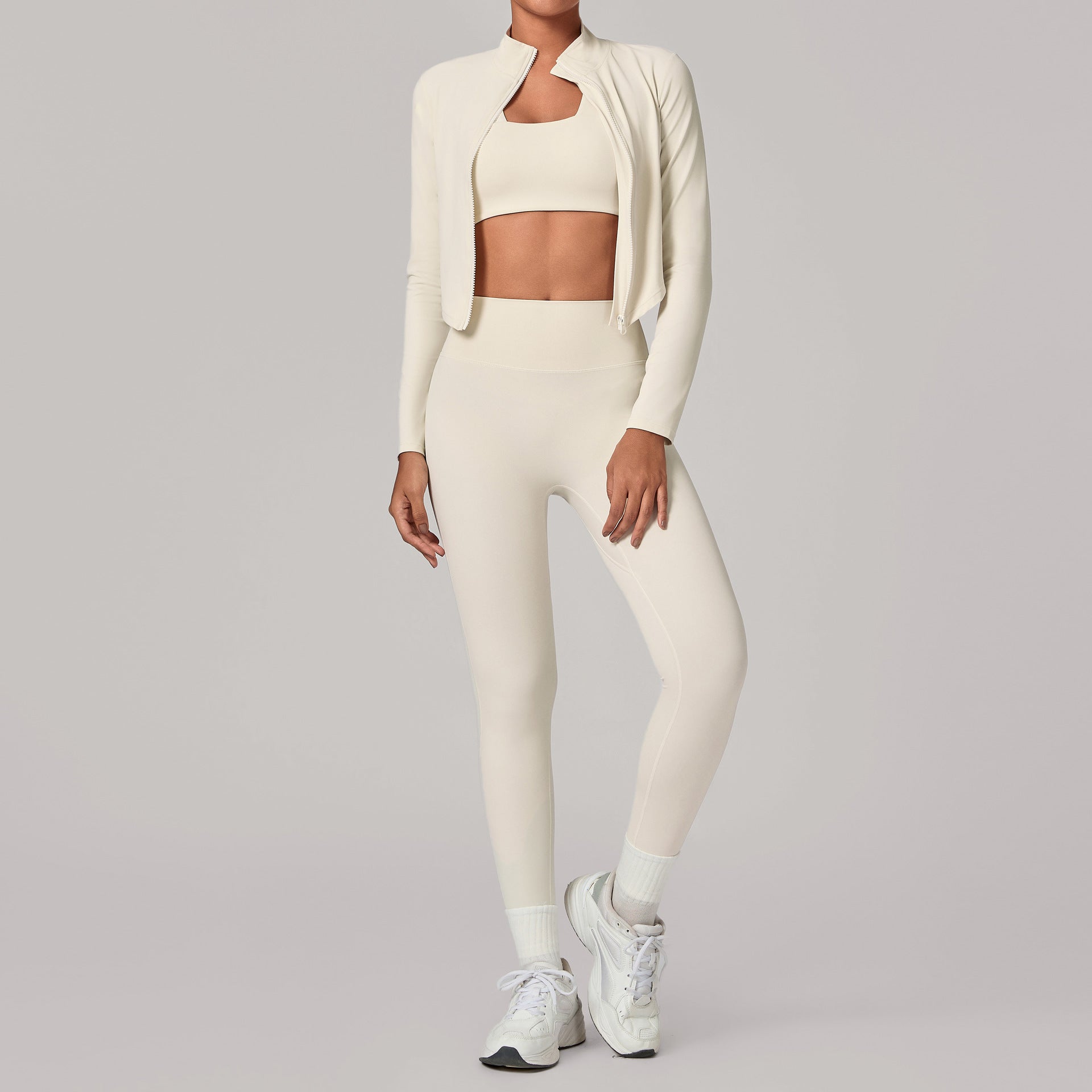 Slim-fit warm jacket for sports and running three-piece set