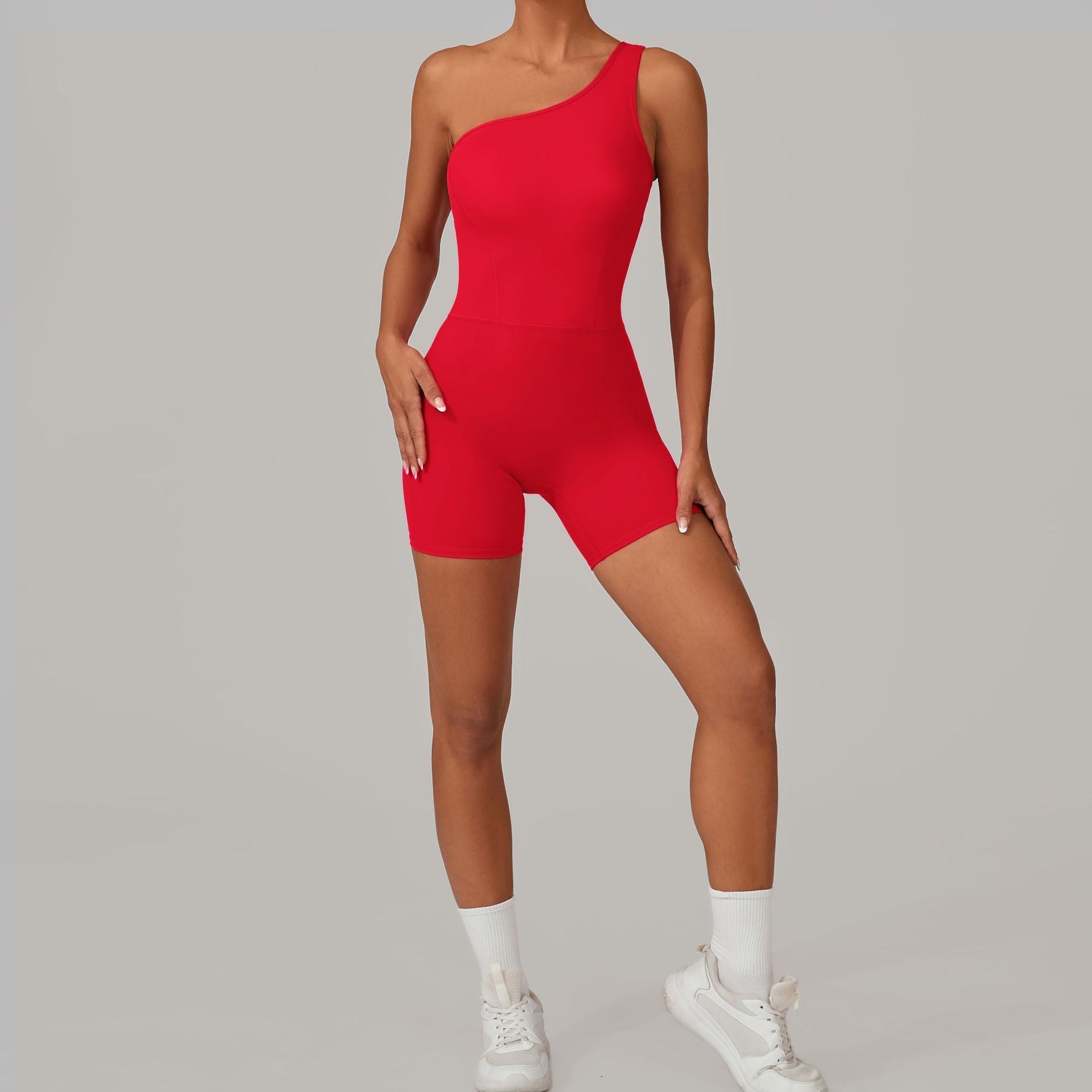 One-shoulder sports yoga jumpsuit