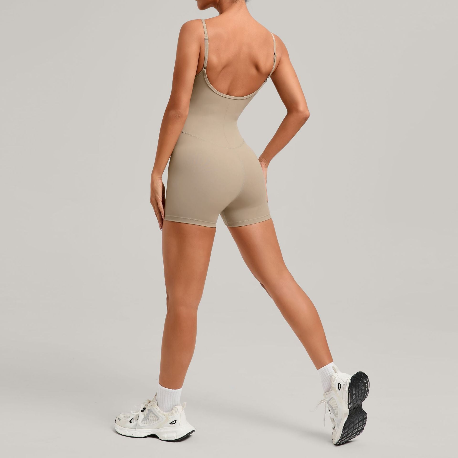 One-Piece Fitness Wear Adjustable Shoulder Strap Jumpsuit