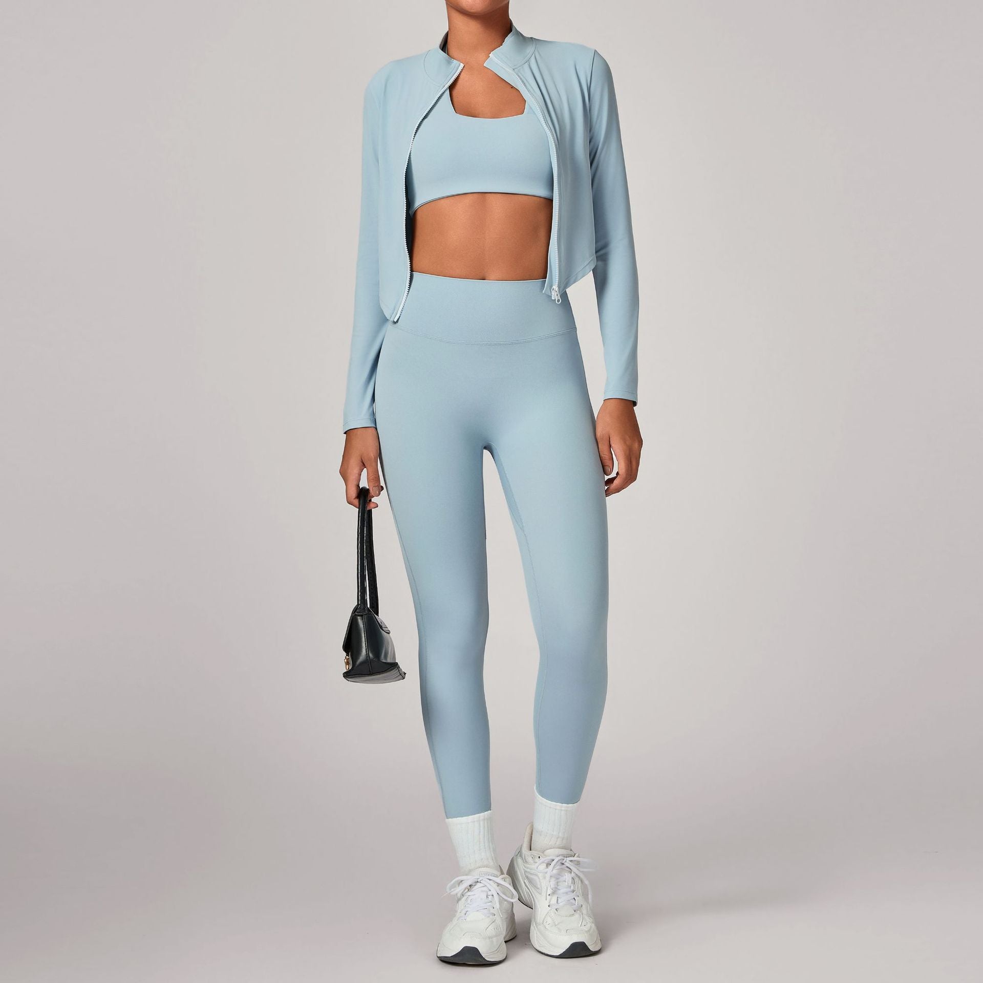 Slim-fit warm jacket for sports and running three-piece set