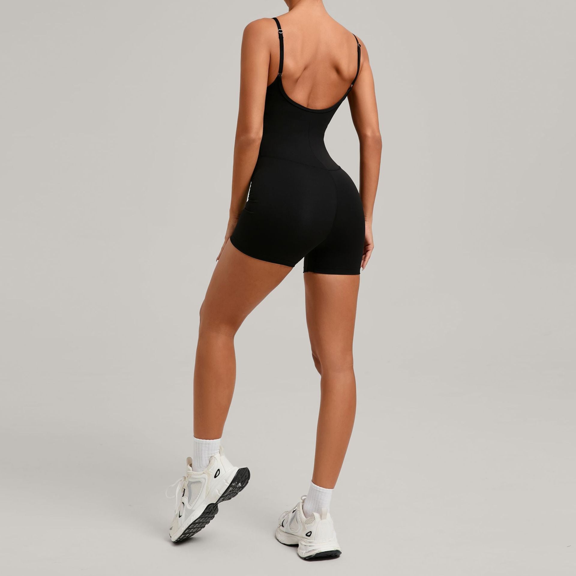 One-Piece Fitness Wear Adjustable Shoulder Strap Jumpsuit