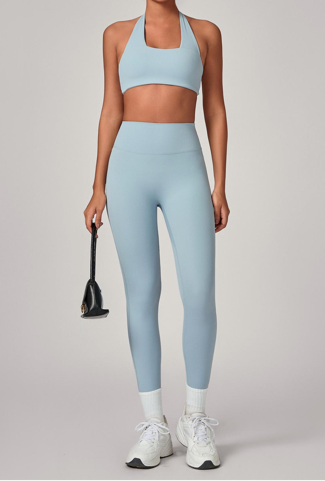 Tight-fitting sports backless bras yoga set