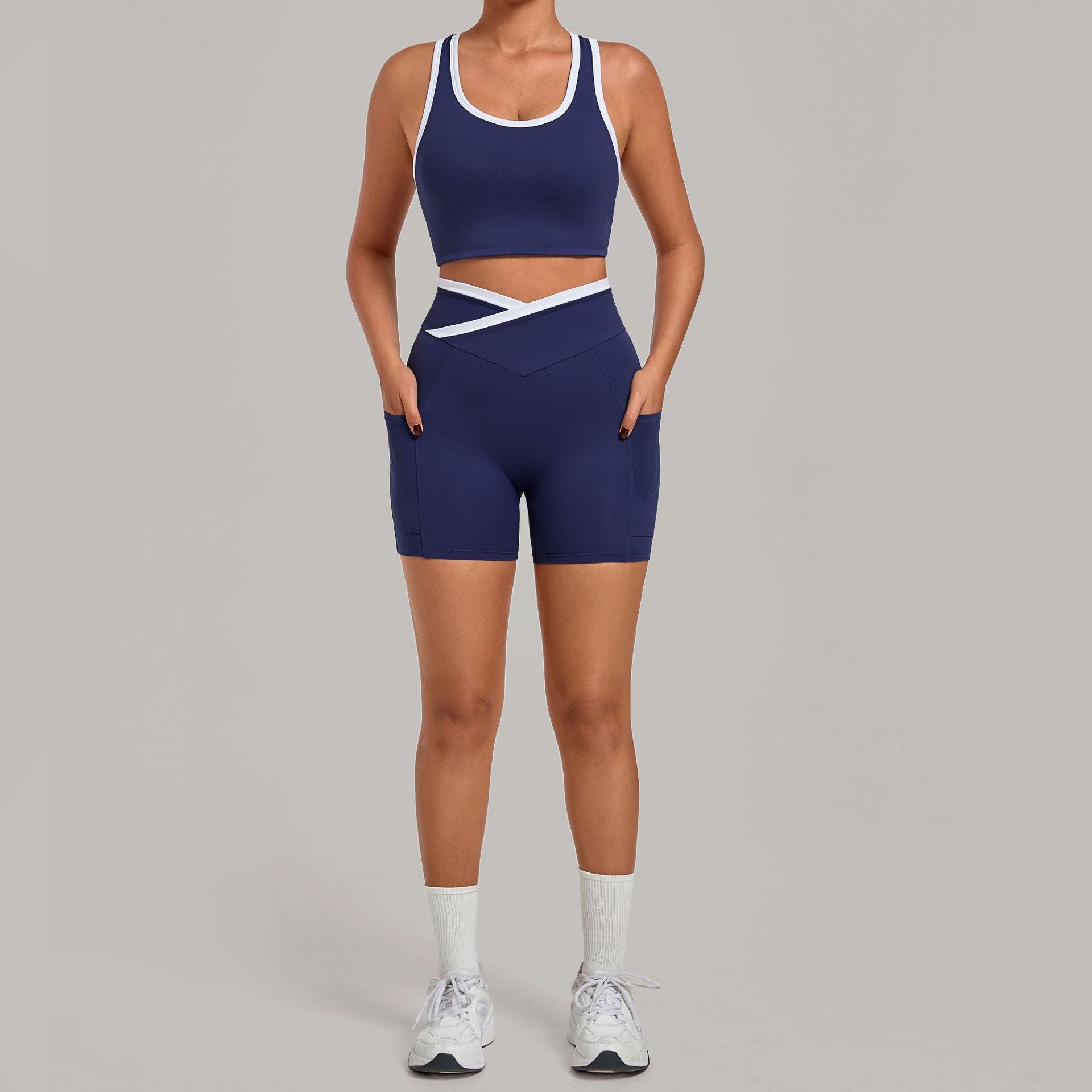 Women's hot-selling Tight tank top with shorts fitness yoga set