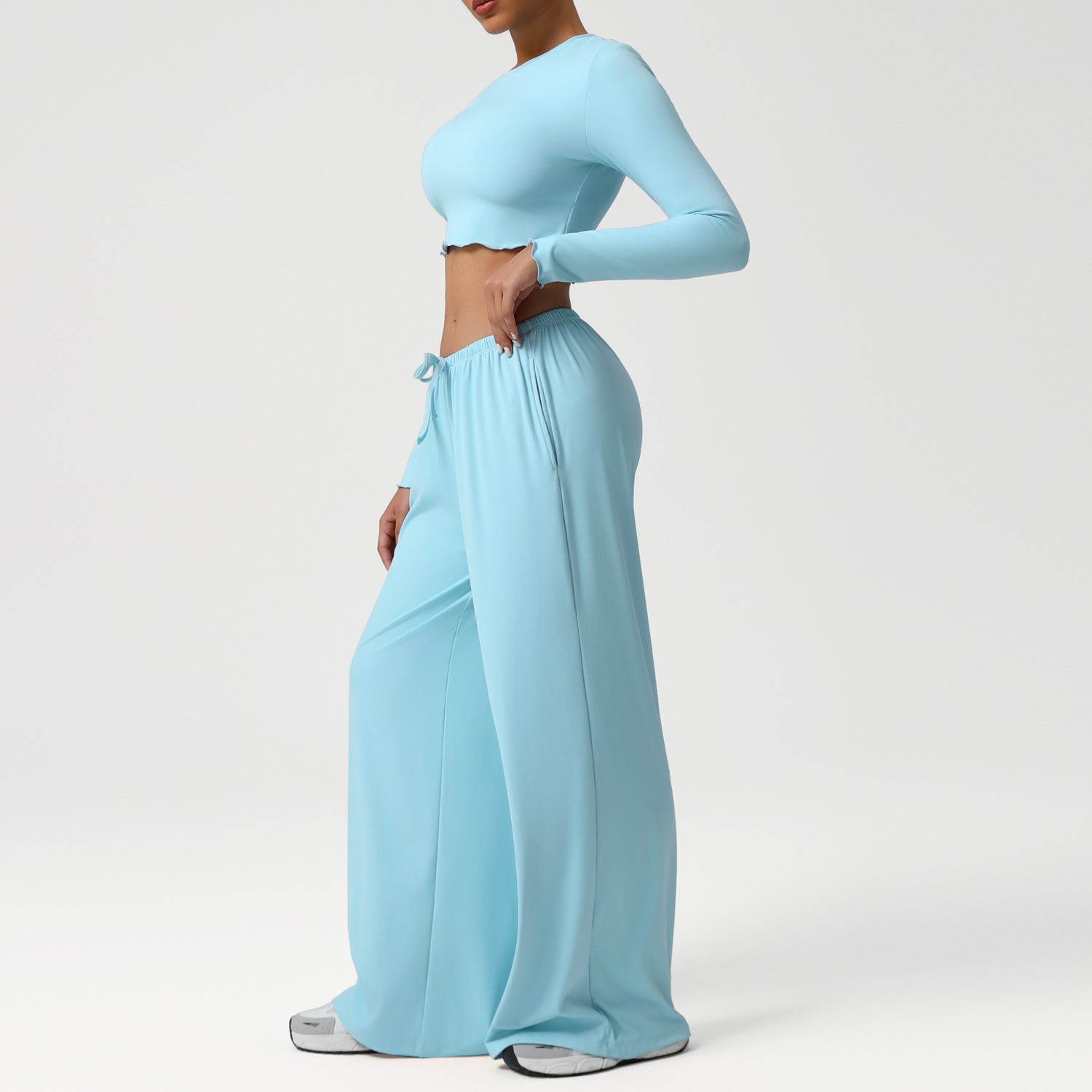 New style long sleeve tops with  Loose drape wide-leg pants set