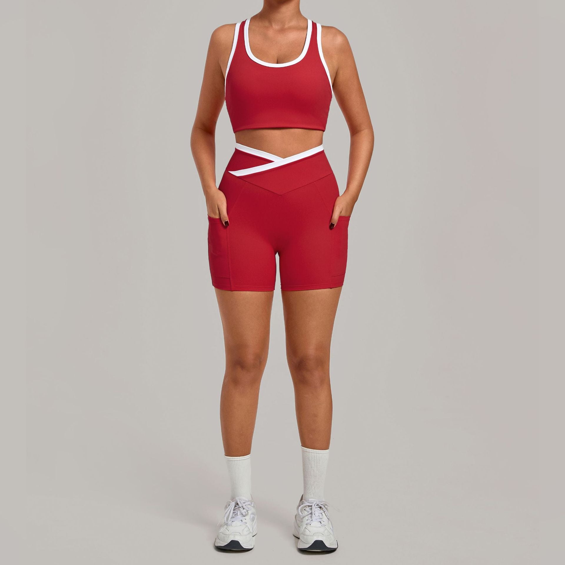 Women's hot-selling Tight tank top with shorts fitness yoga set