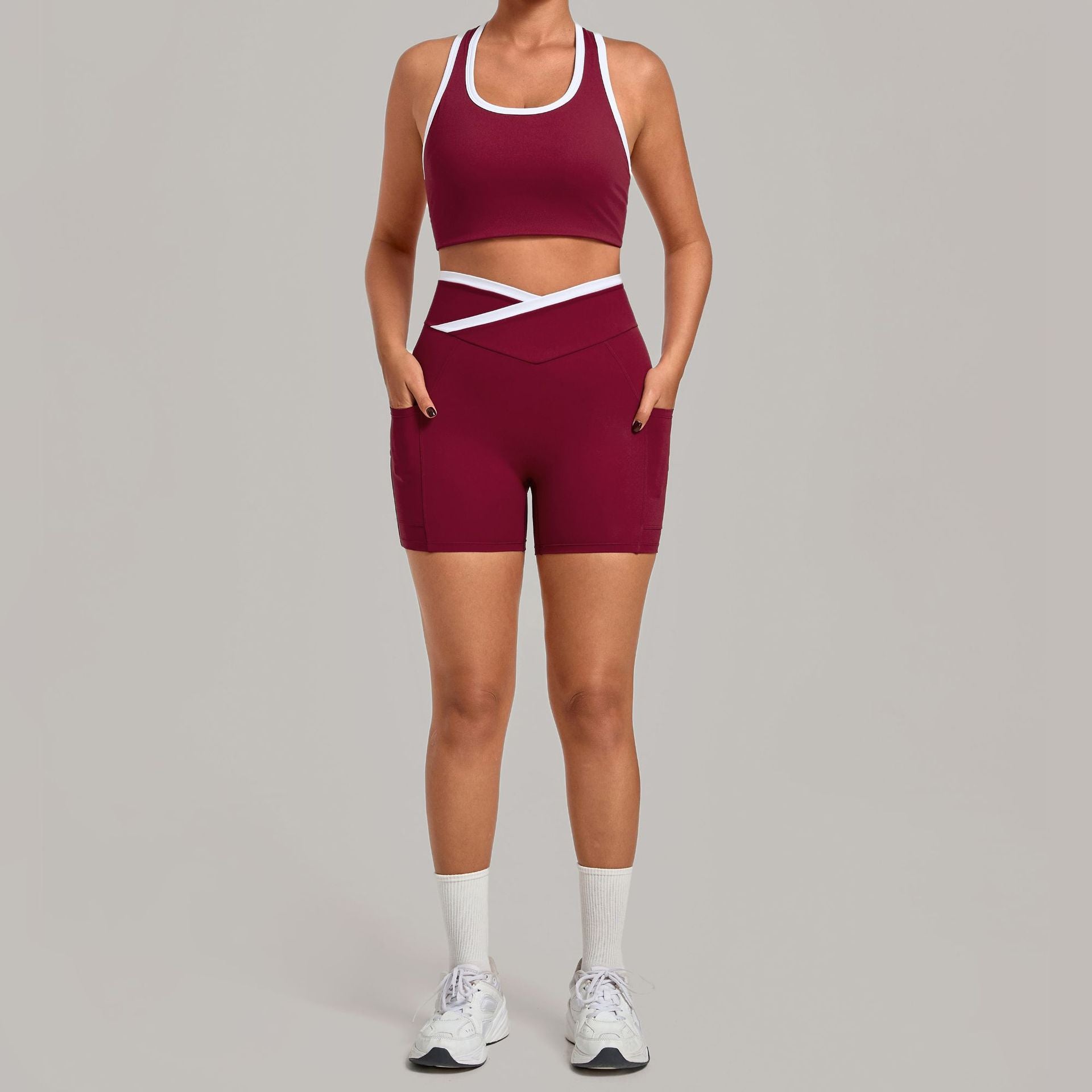 Women's hot-selling Tight tank top with shorts fitness yoga set