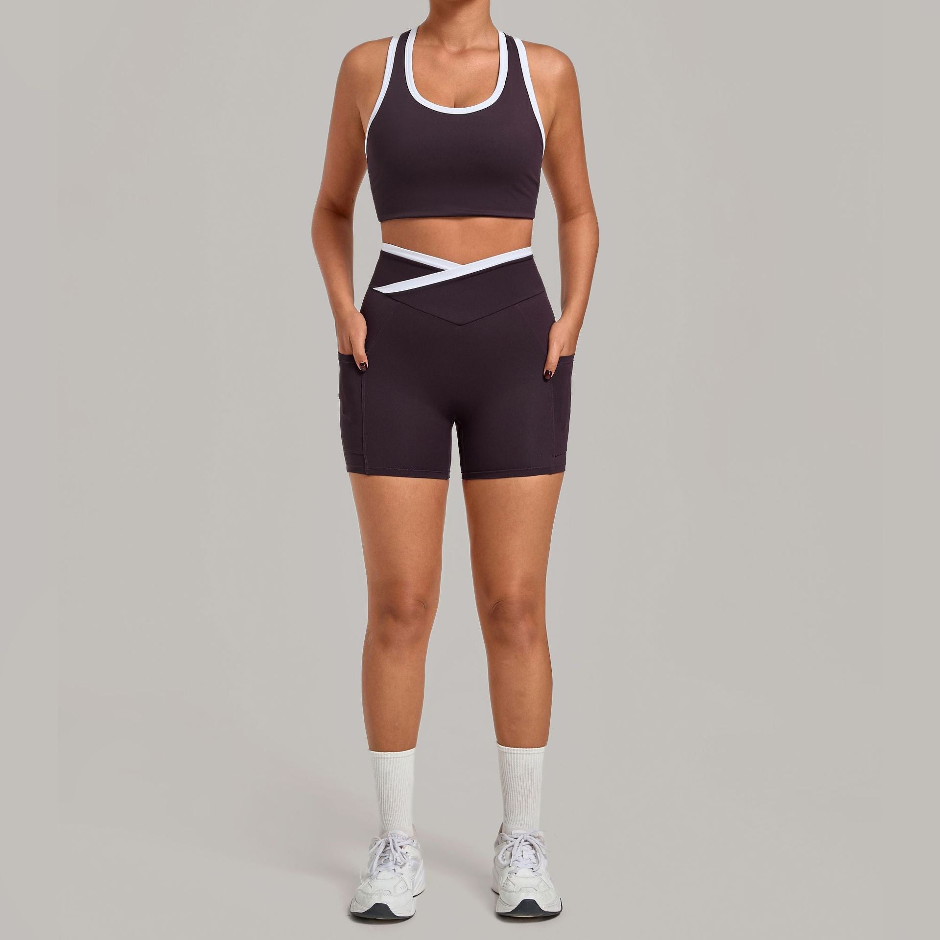 Women's hot-selling Tight tank top with shorts fitness yoga set