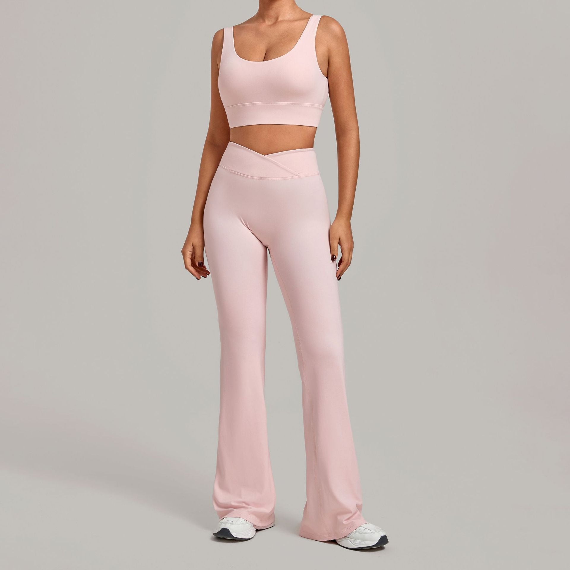 Tight Quick-Drying Gym Set with Sports Bra and Flared Pants