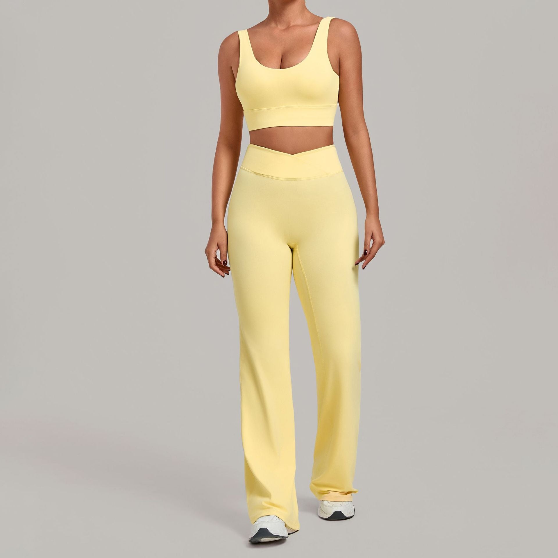 Tight Quick-Drying Gym Set with Sports Bra and Flared Pants