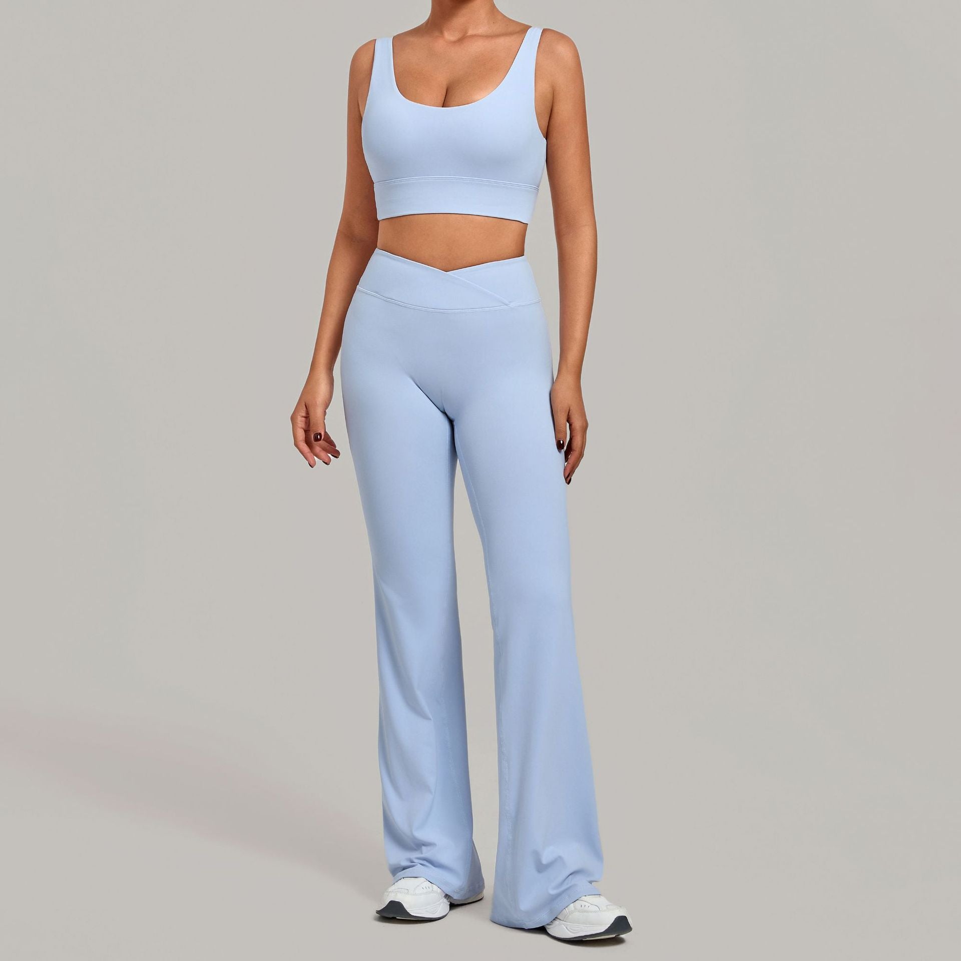 Tight Quick-Drying Gym Set with Sports Bra and Flared Pants