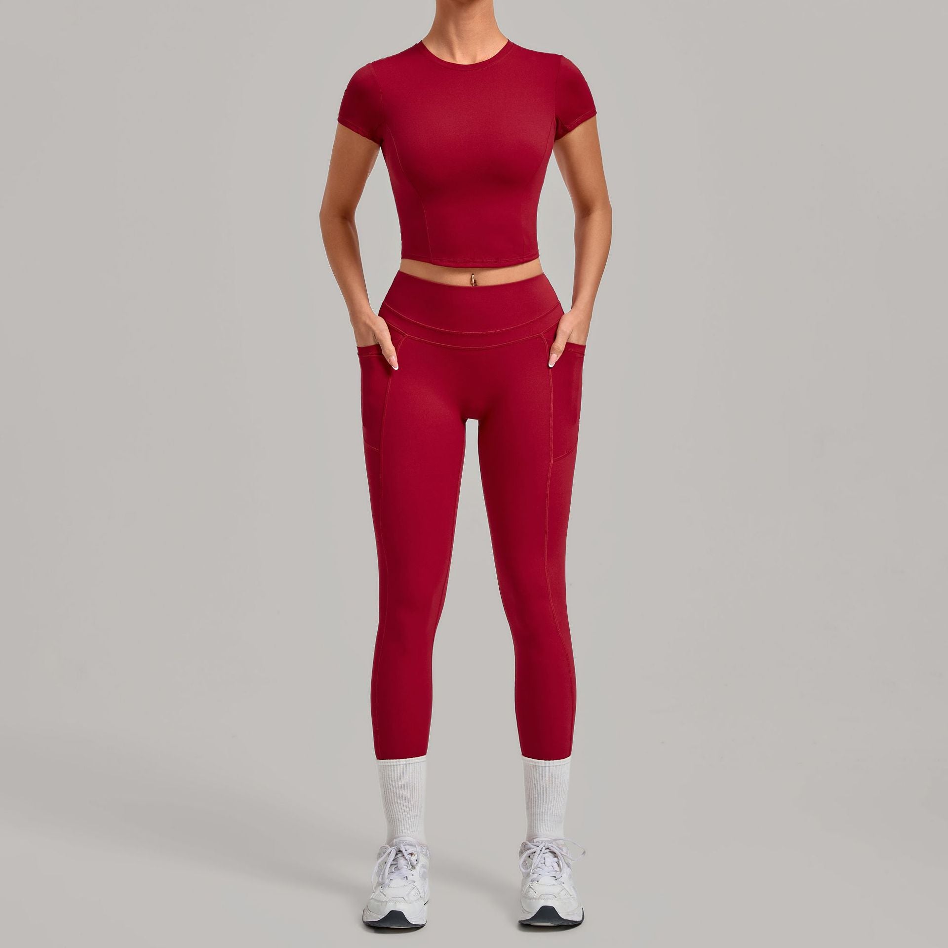 High-stretch quick-drying short-sleeve with long pants sports set