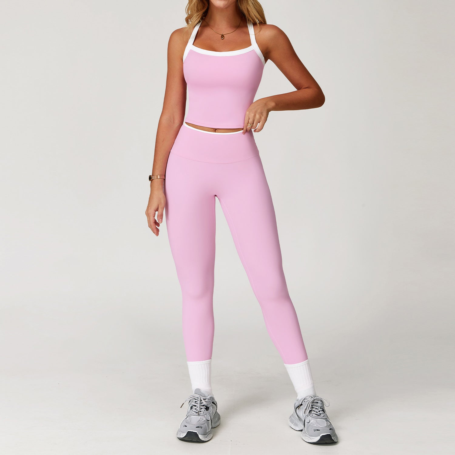 Women's Nude Yoga Suit Cross Back Tights