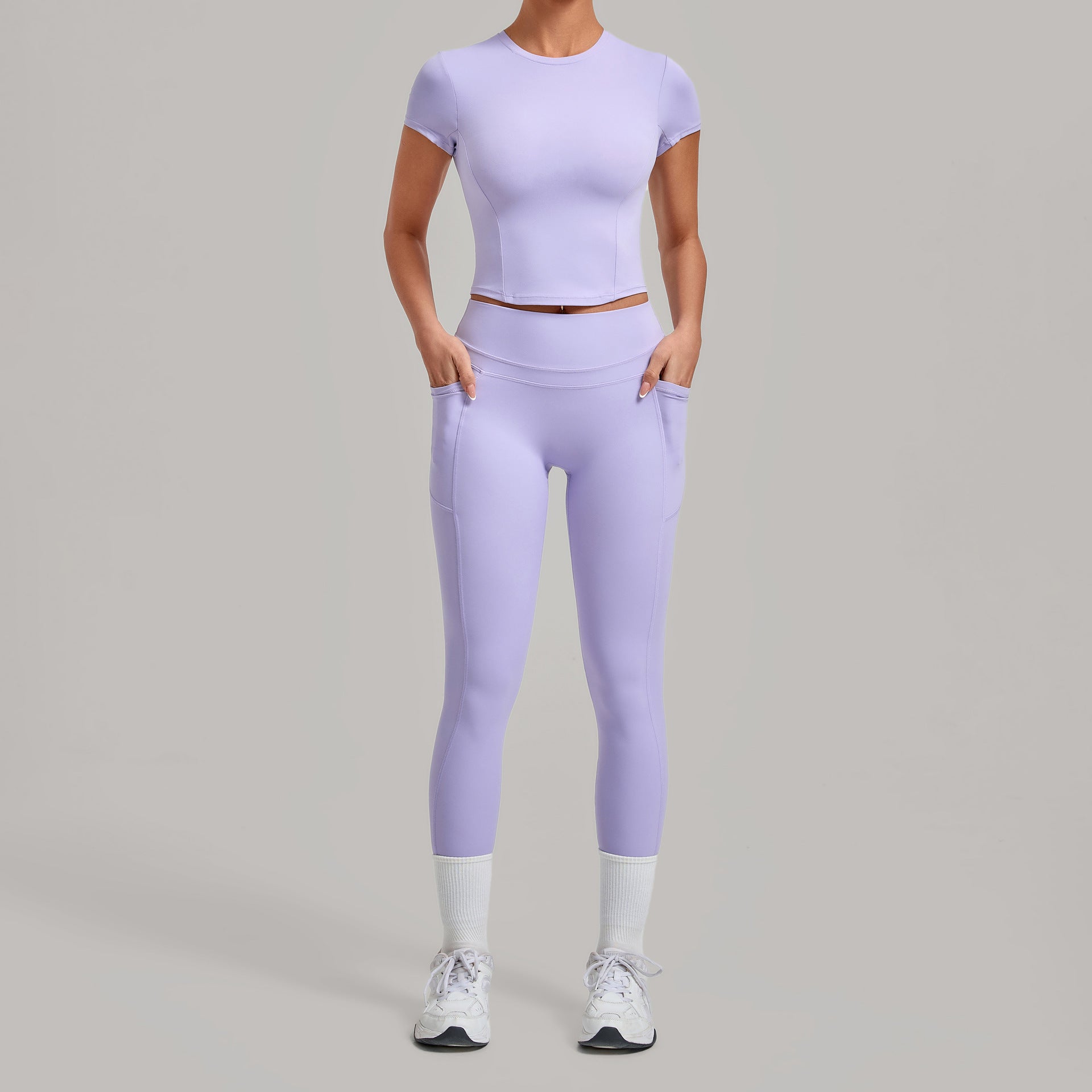 High-stretch quick-drying short-sleeve with long pants sports set