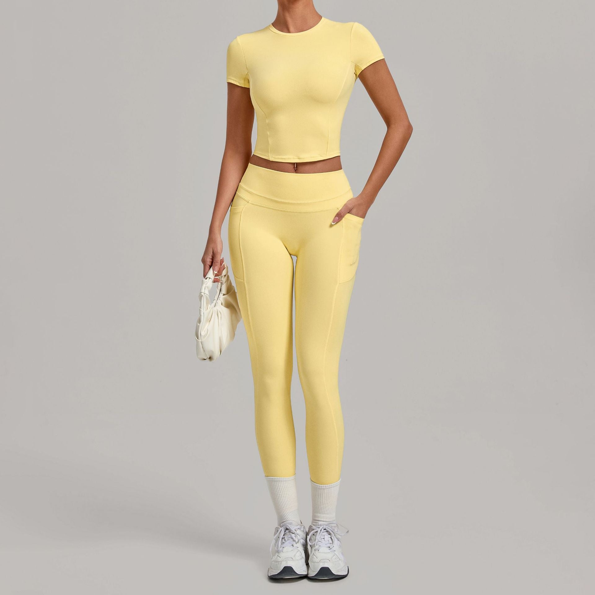 High-stretch quick-drying short-sleeve with long pants sports set