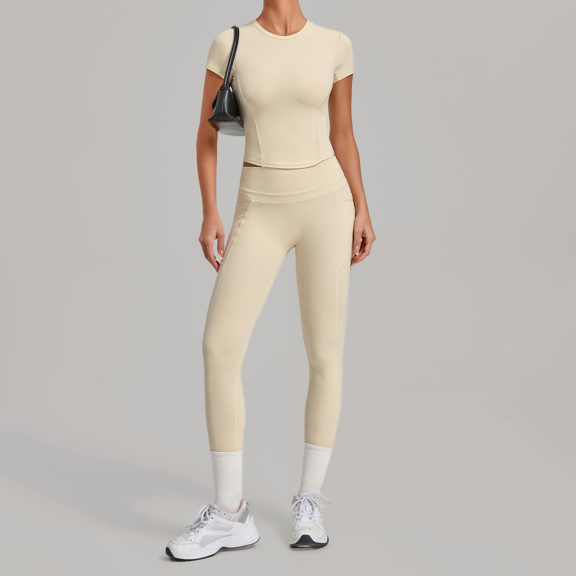 High-stretch quick-drying short-sleeve with long pants sports set