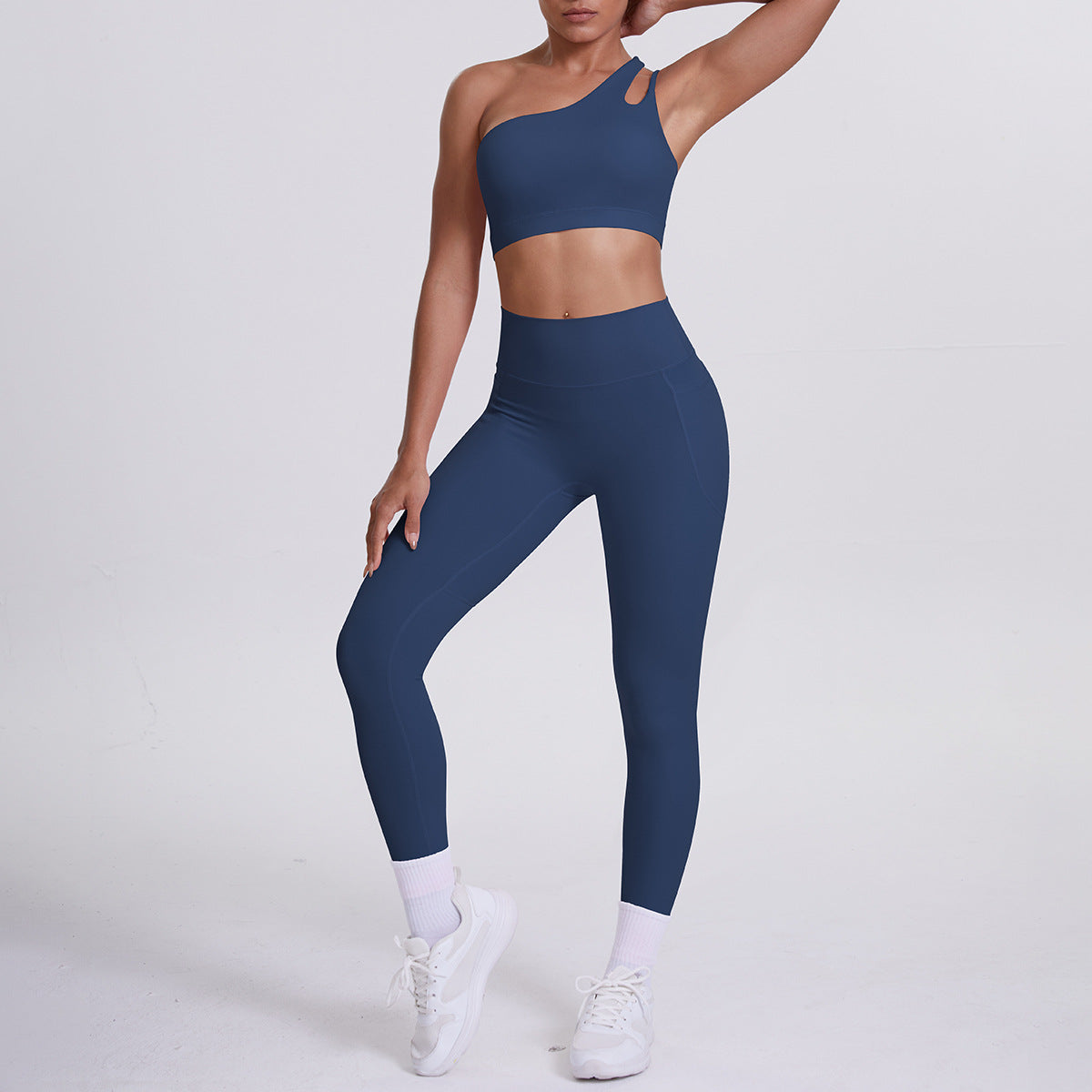 Single-Sleeve Yoga Bras Outfit Set Sports Running Fitness Set