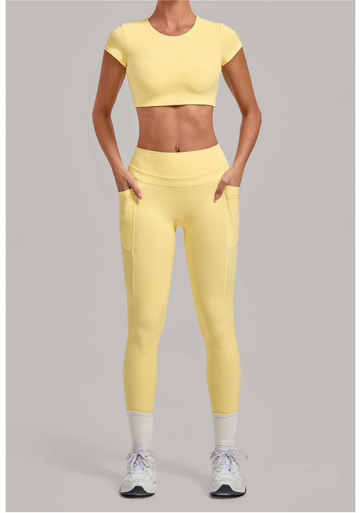 Women's wholesale quick-drying short-sleeve with long leggings sports yoga set