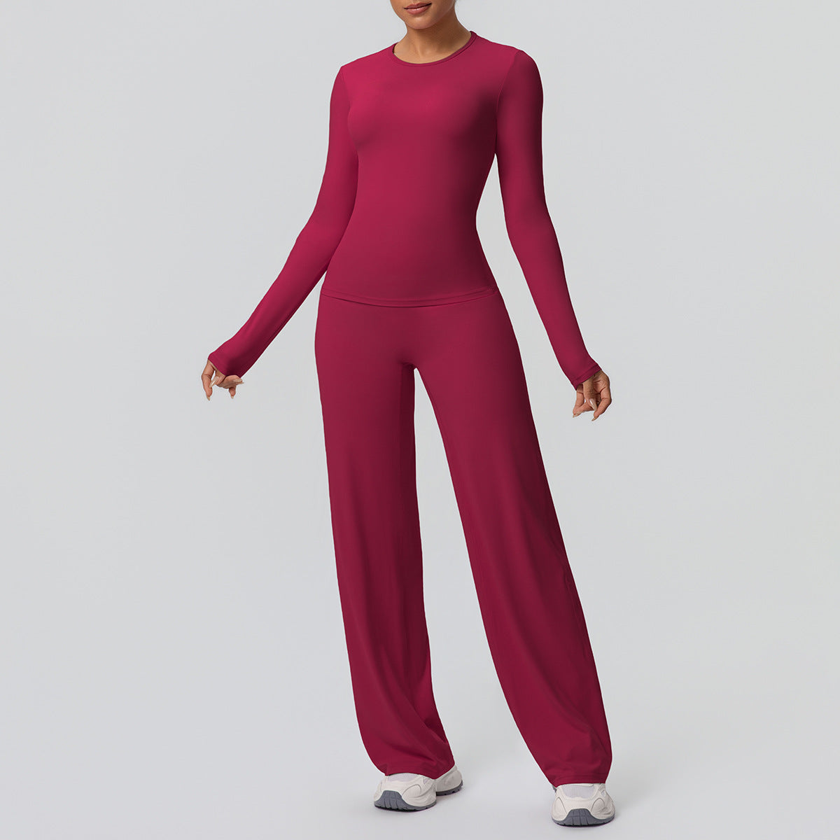Long-sleeved wide-leg yoga outfit set
