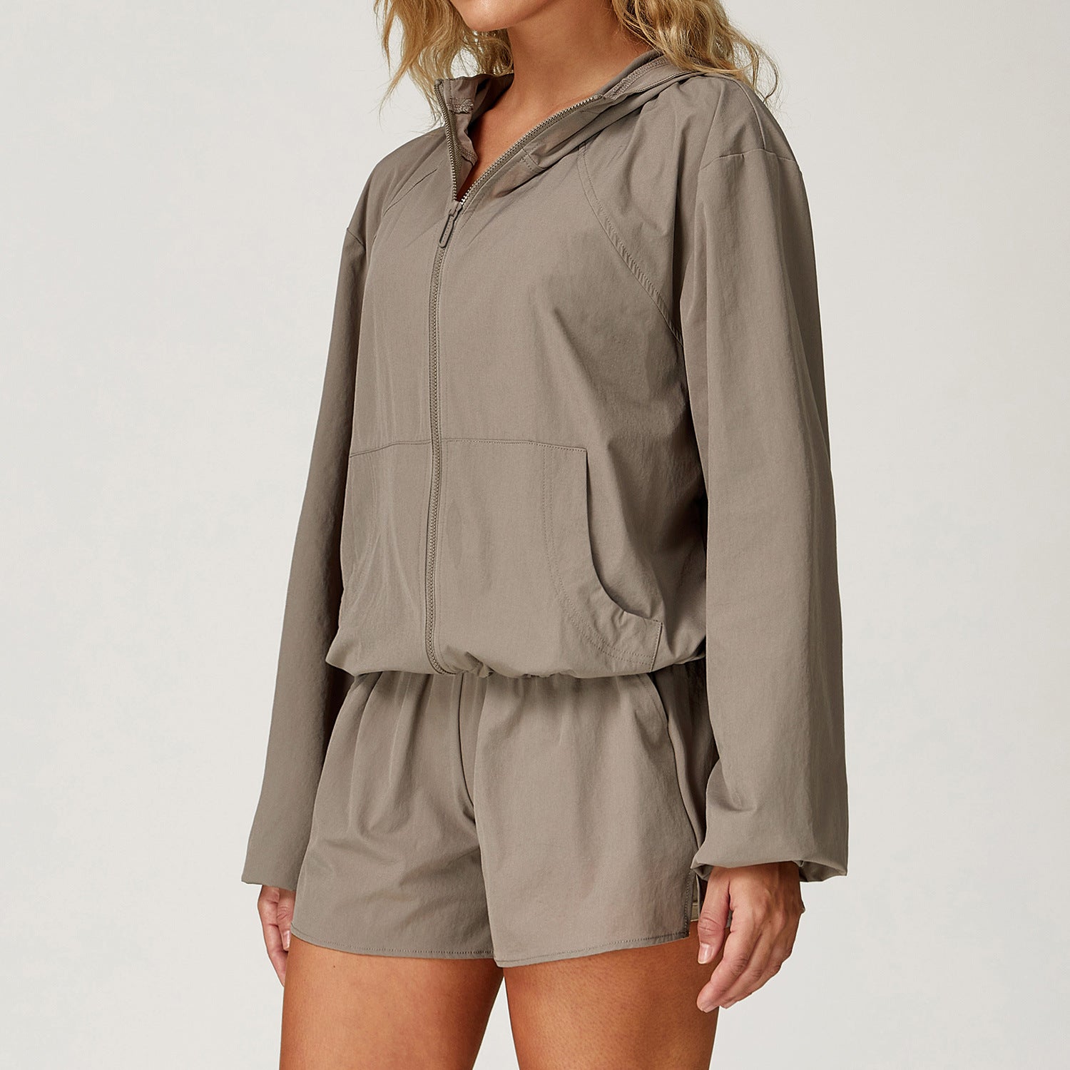 Women's quick-drying Breathable hooded zip-up jacket set