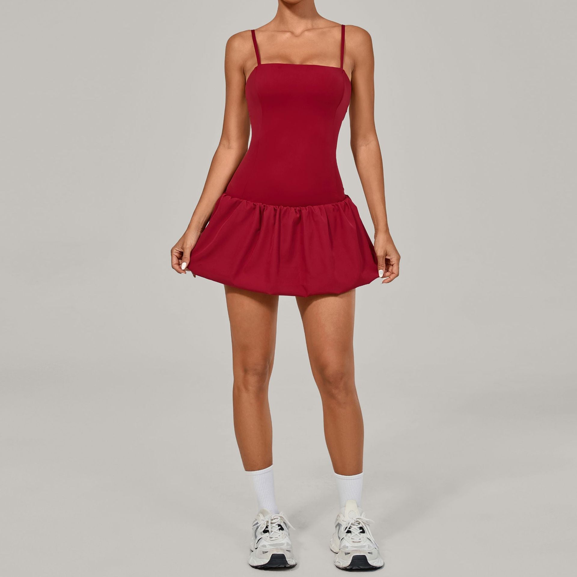 Sleeveless patchwork flower bud dress
