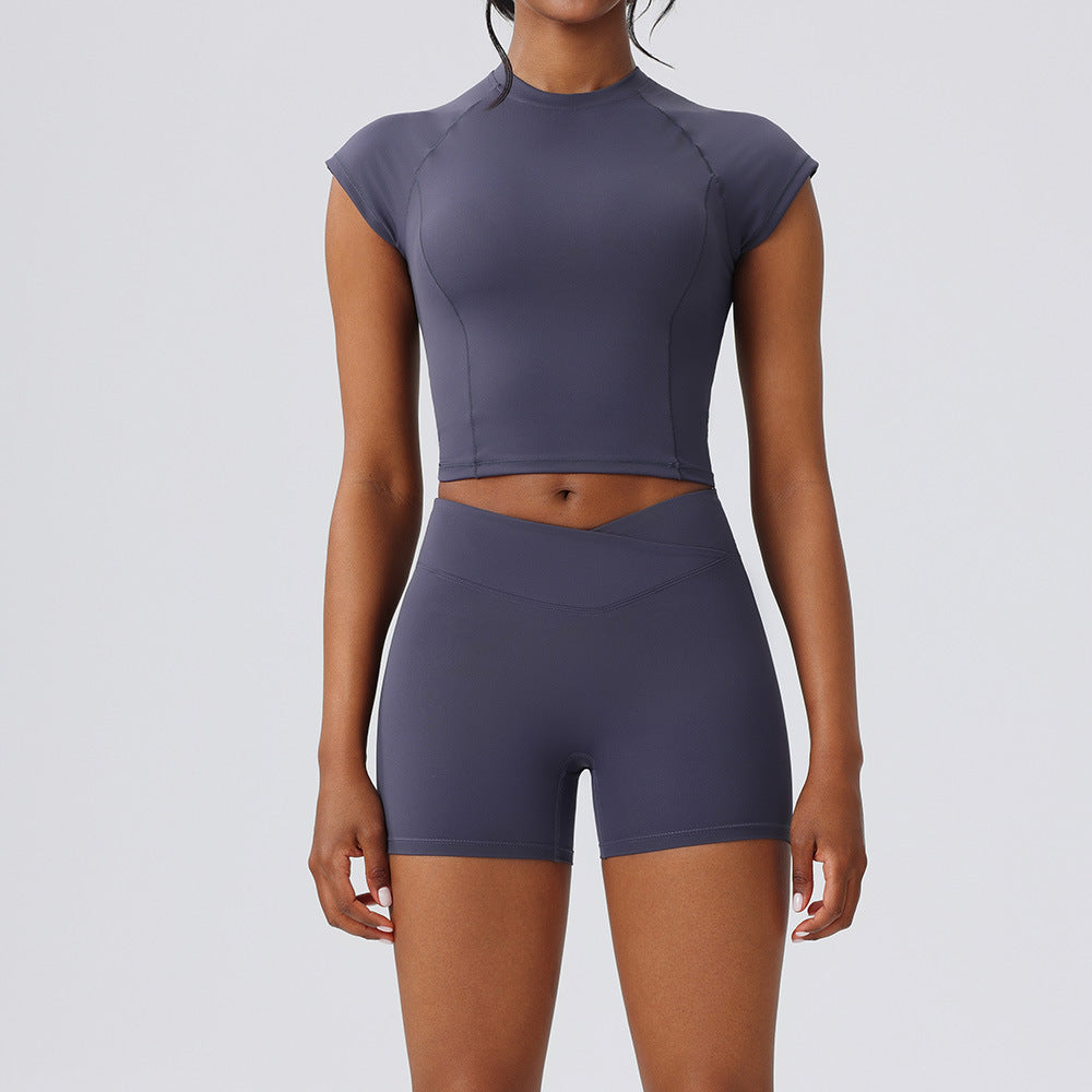 women's quick-drying short-sleeved yoga suit for running