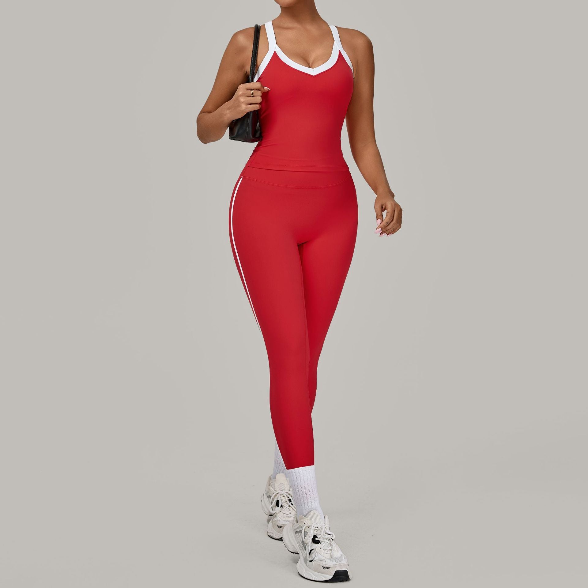 Women's contrasting color quick-drying sports suit