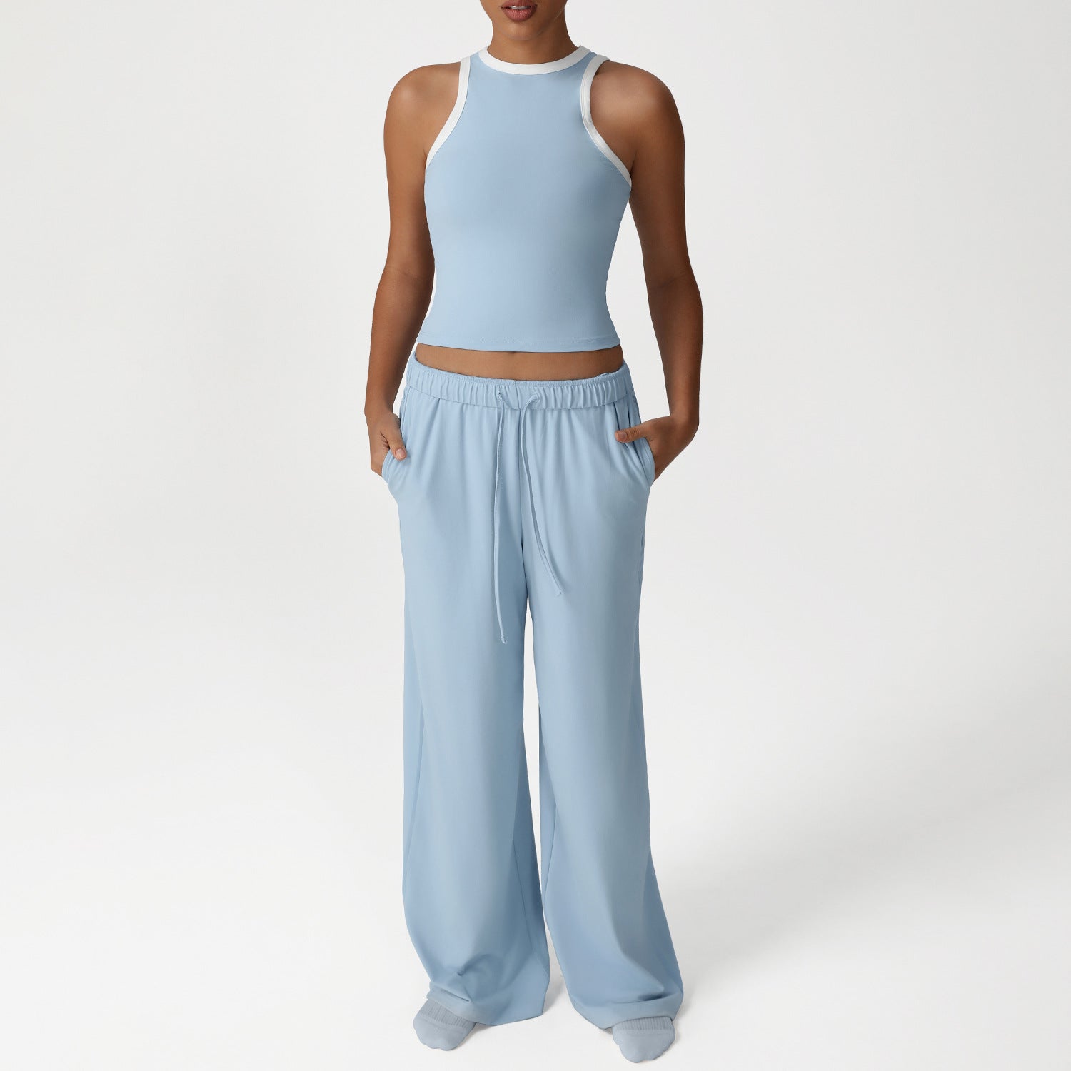Women' sNew loose wide-leg yoga slim vest two-piece set