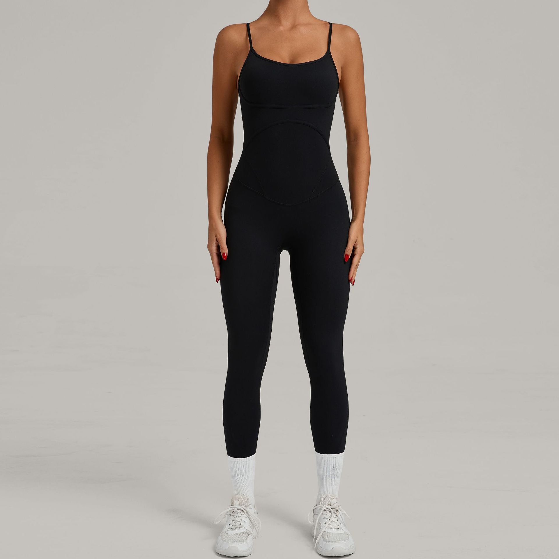 Cross-over adjustable shoulder straps hip-lifting tights jumpsuits
