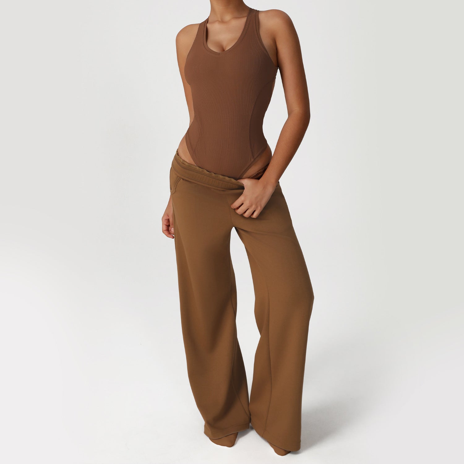 Women's Loose wide leg pants yoga suit jumpsuit