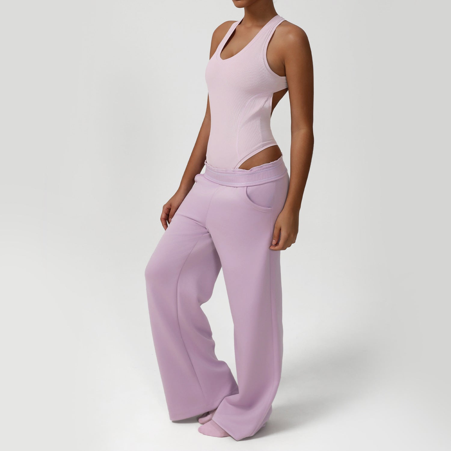 Women's Loose wide leg pants yoga suit jumpsuit
