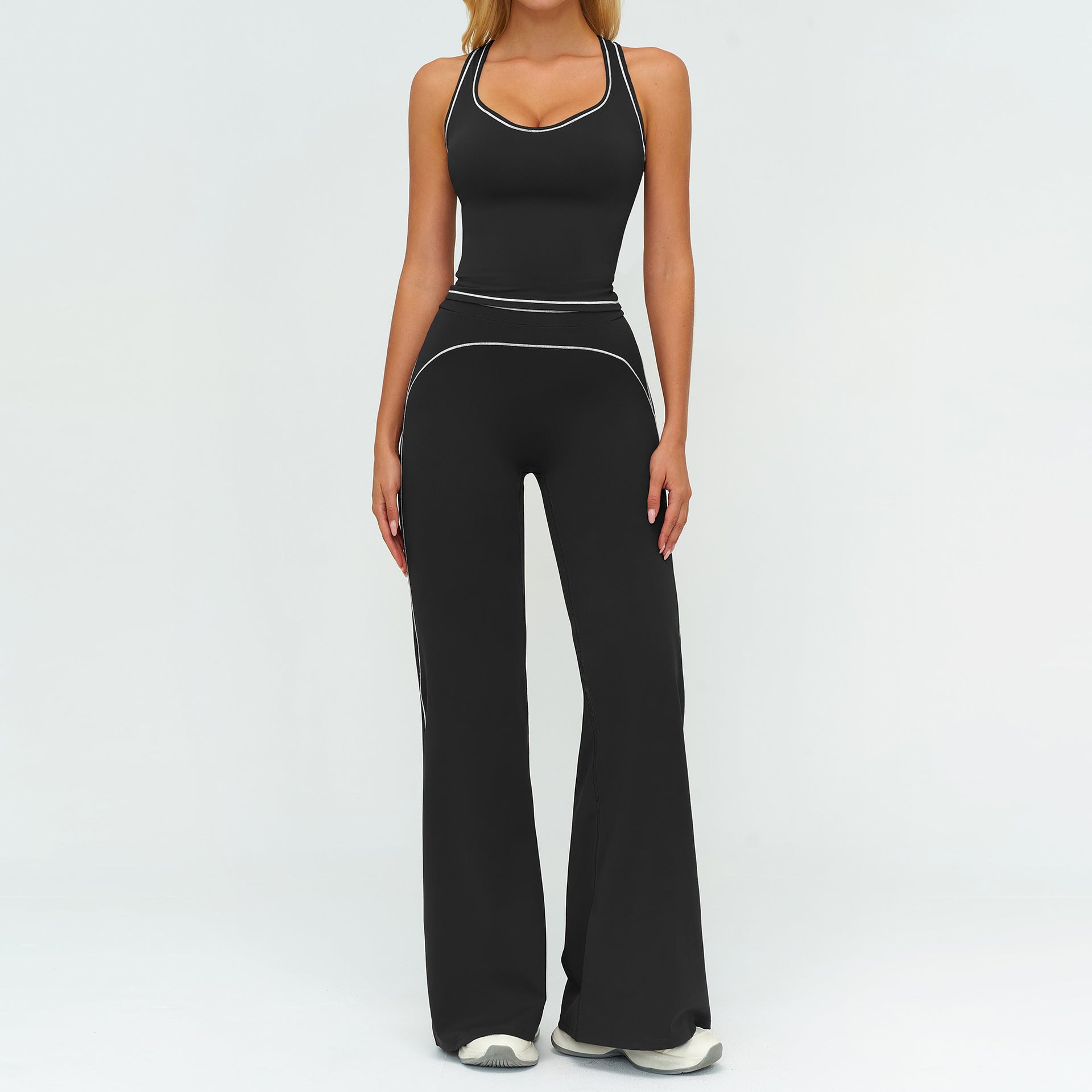 Women's Contrasting Color Brushed Yoga Bras Suit