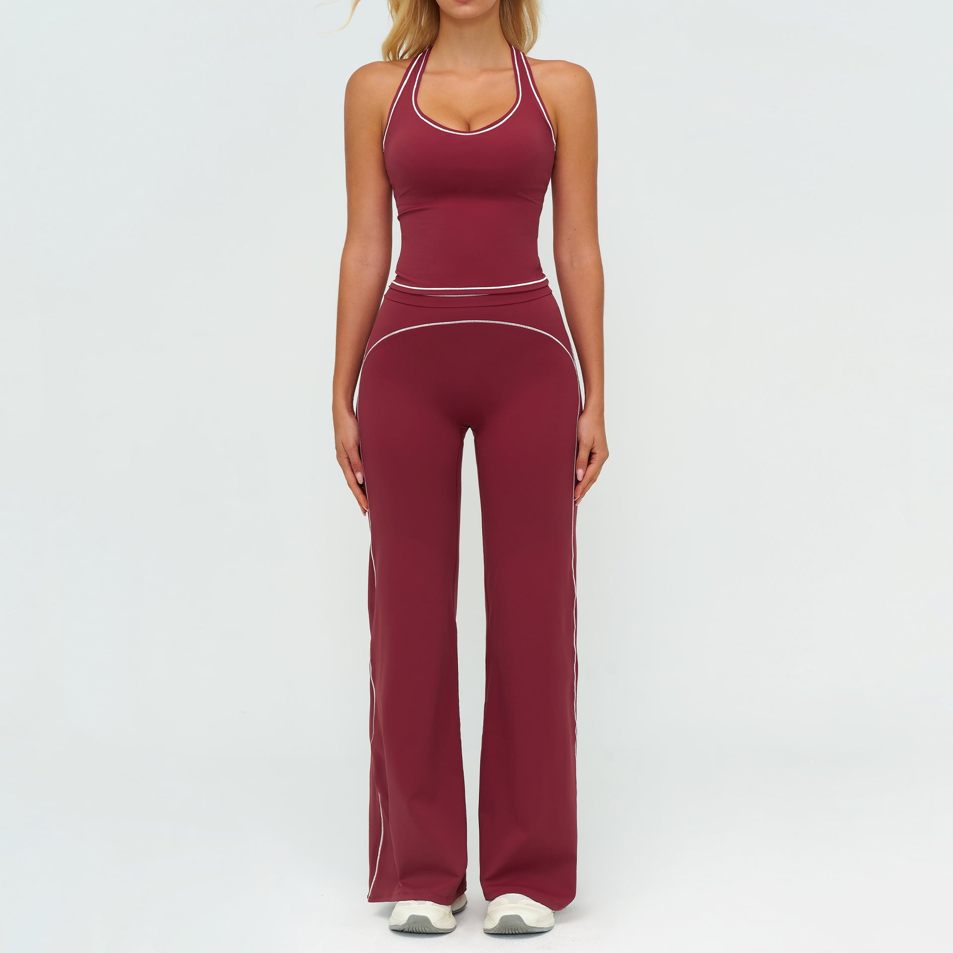 Women's Contrasting Color Brushed Yoga Bras Suit