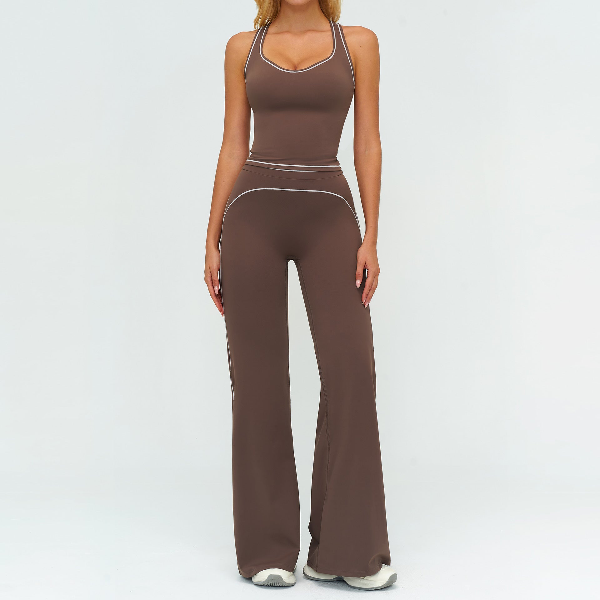 Women's Contrasting Color Brushed Yoga Bras Suit