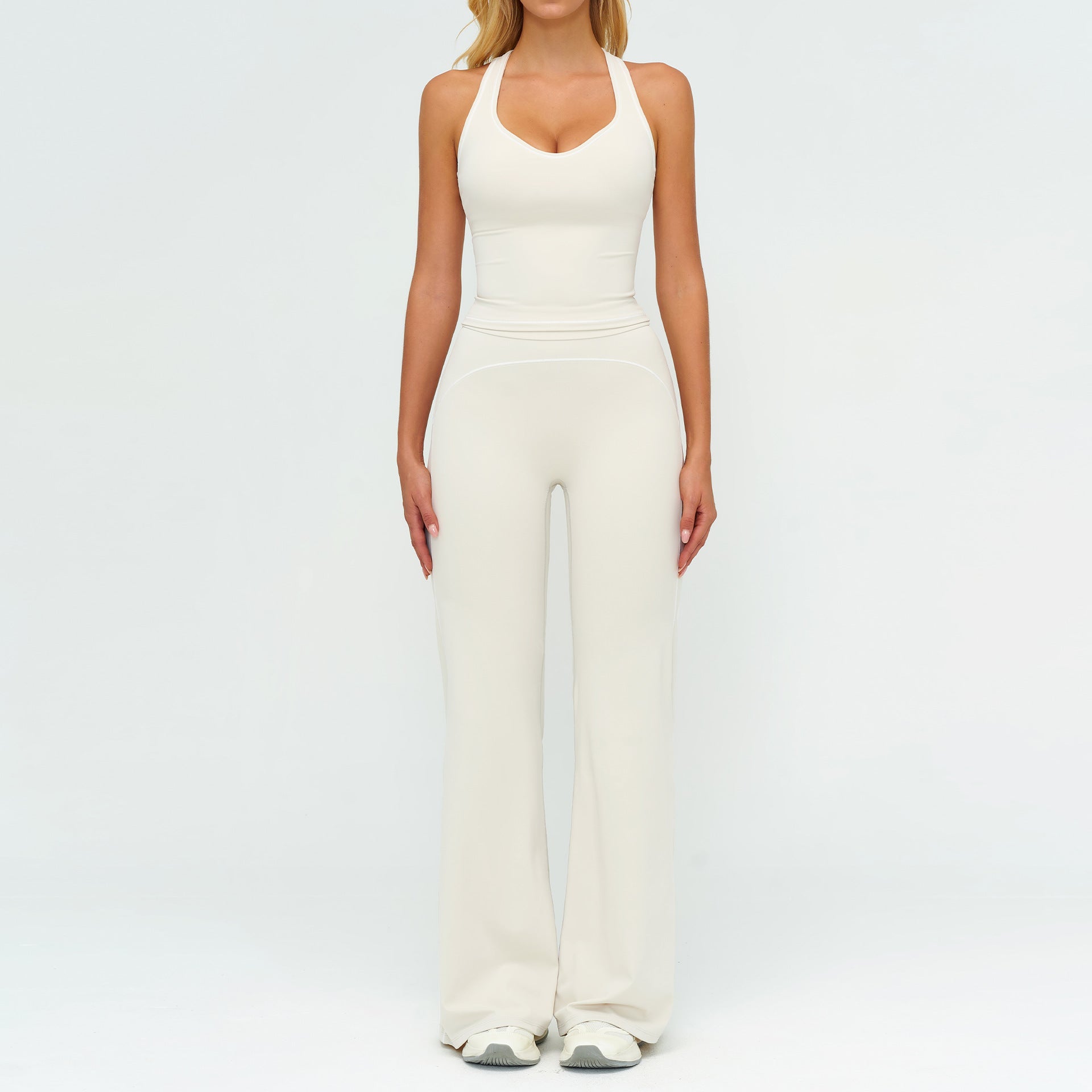 Women's Contrasting Color Brushed Yoga Bras Suit
