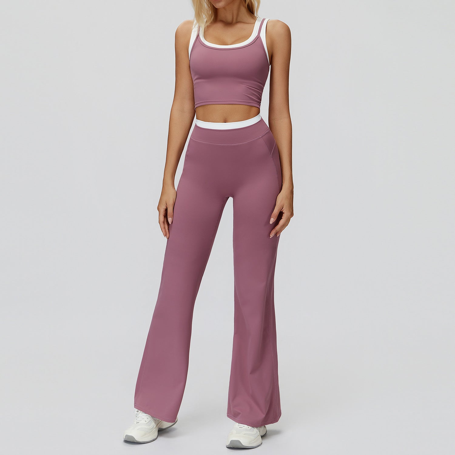 Women's wholesale Color-Blocked Naked-Feel Yoga bras Set