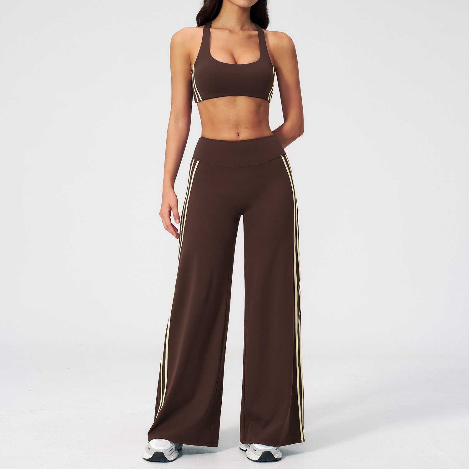 Women's High-Waisted Slim Fit Yoga Fitness Set Sculpted Open-Back Design