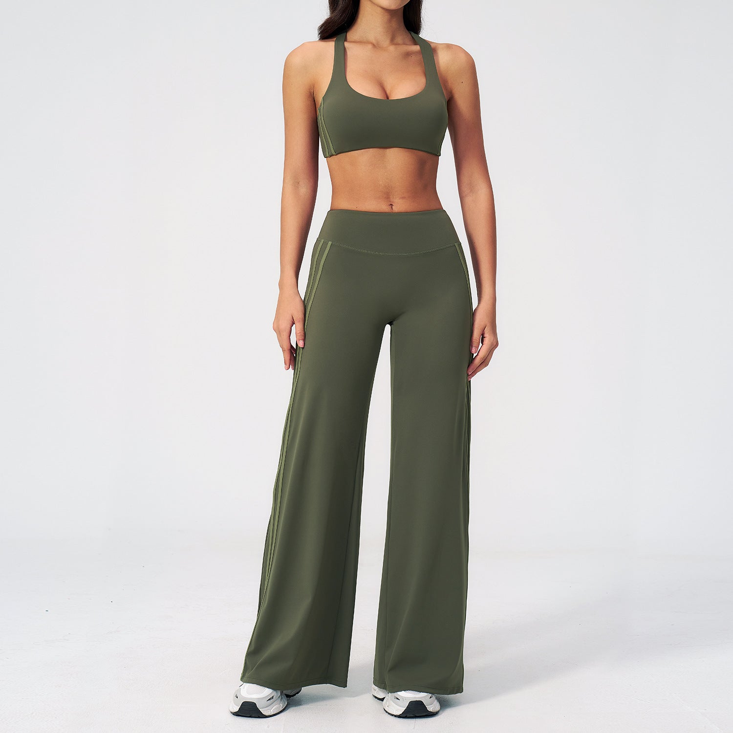 Women's High-Waisted Slim Fit Yoga Fitness Set Sculpted Open-Back Design