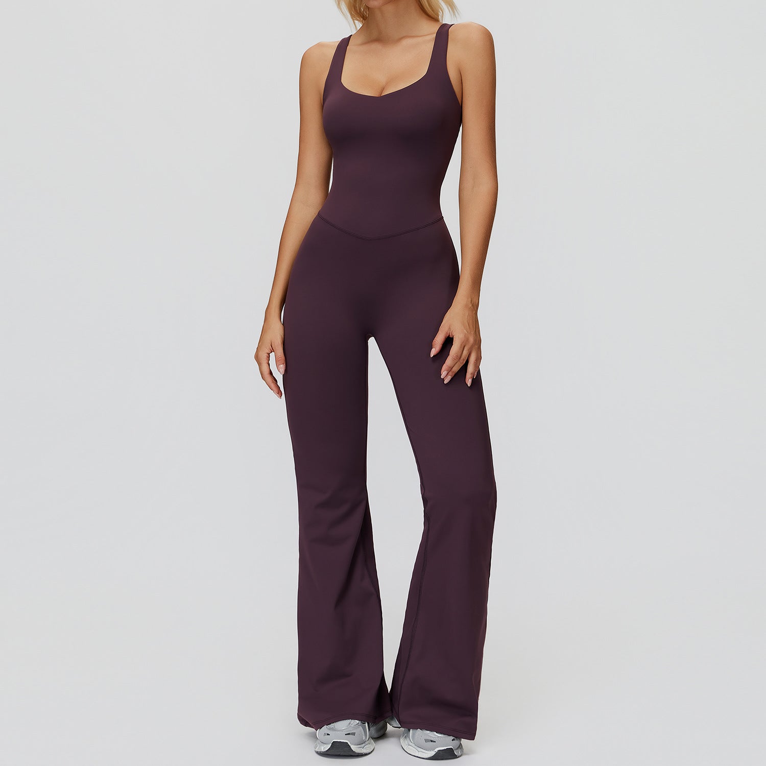 Cross-Back Flared Wide-Leg Jumpsuit