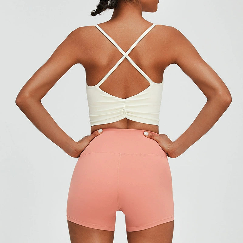 Women's Cross Back Sports Bra with shorts set