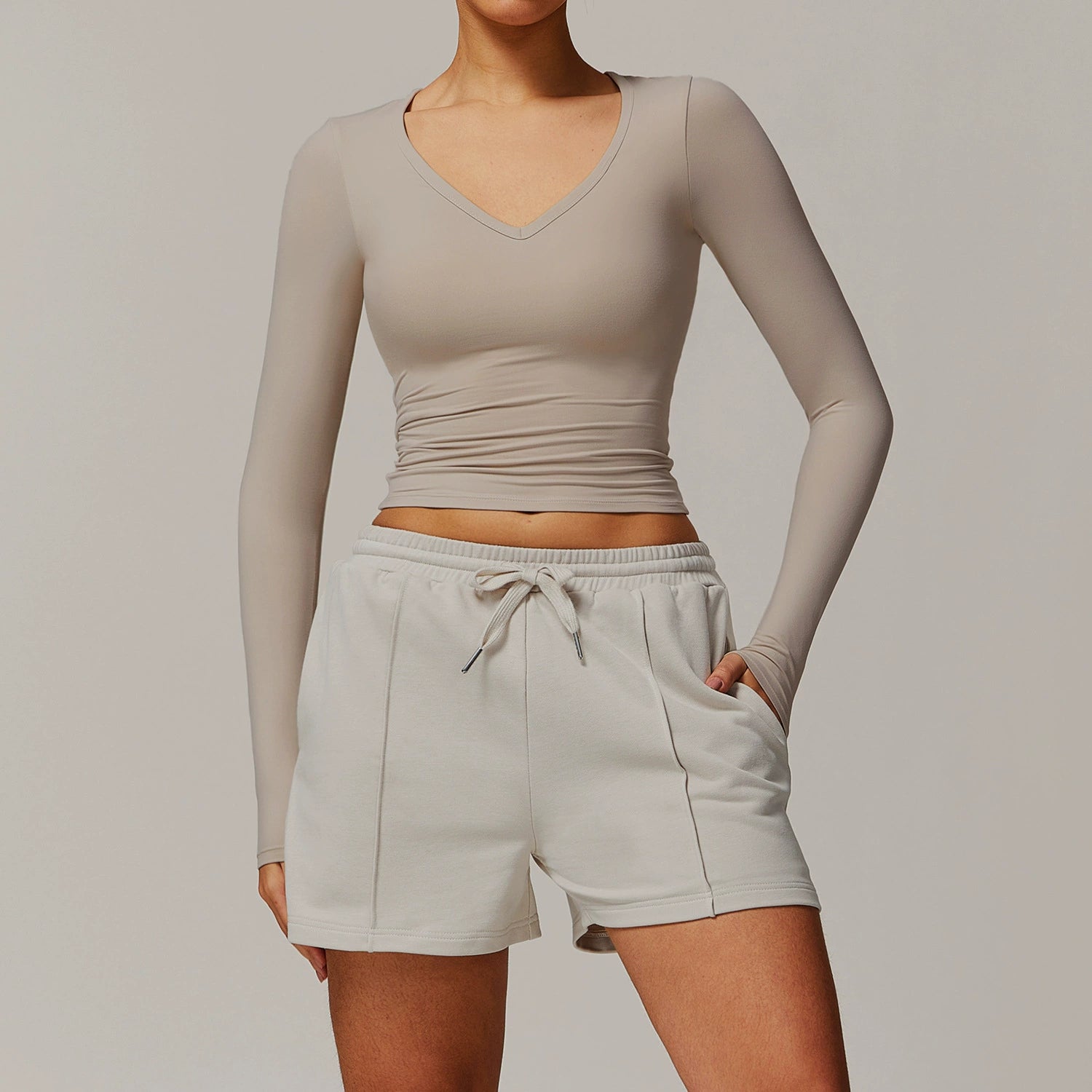 Women's Brushed long-sleeved with high waist tight wide-leg sweatpants yoga suit