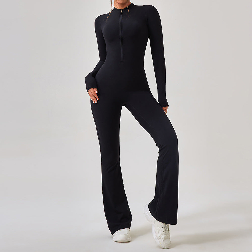 Women's Popular zippered flared jumpsuit