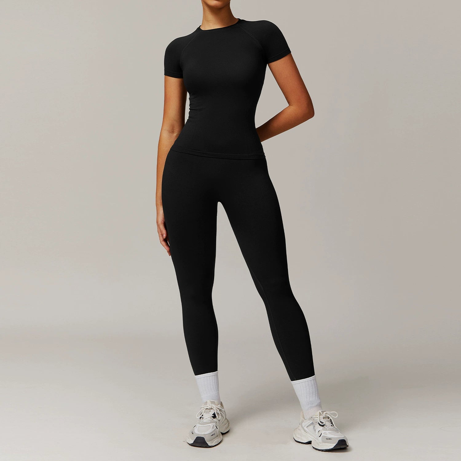 Women's Casual Quick-drying Short Sleeve T-shirt with leggings Set