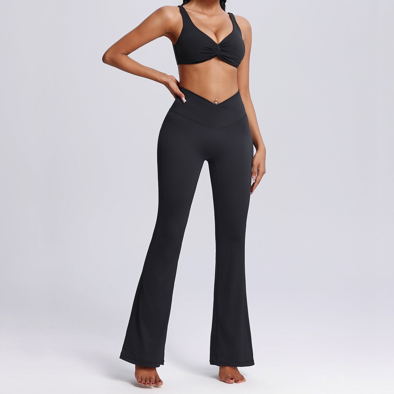 Women's Two-piece casual flared fitness suit
