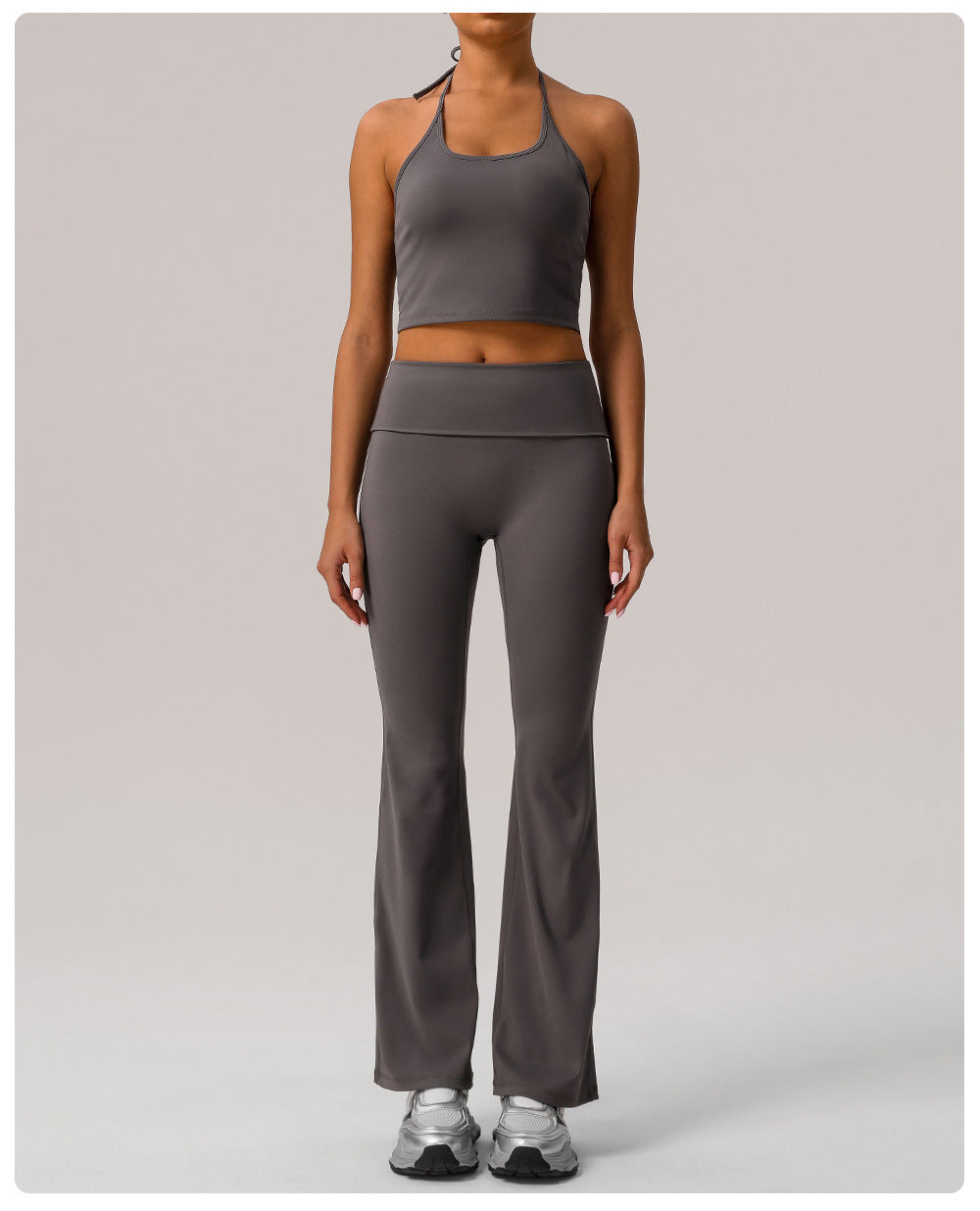 Women's Fold-over high waist pants casual versatile sports suit