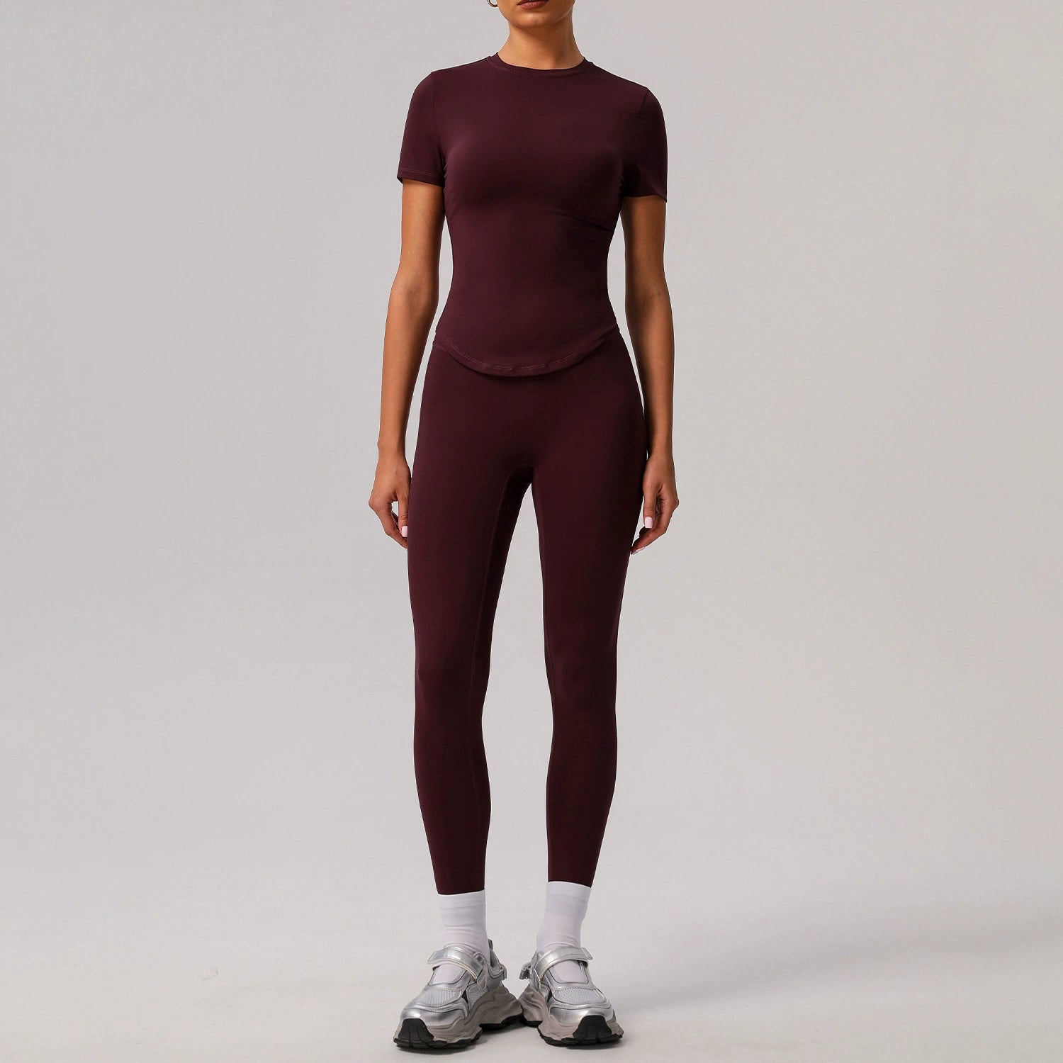 Women's fitness short sleeve shirt sportswear set