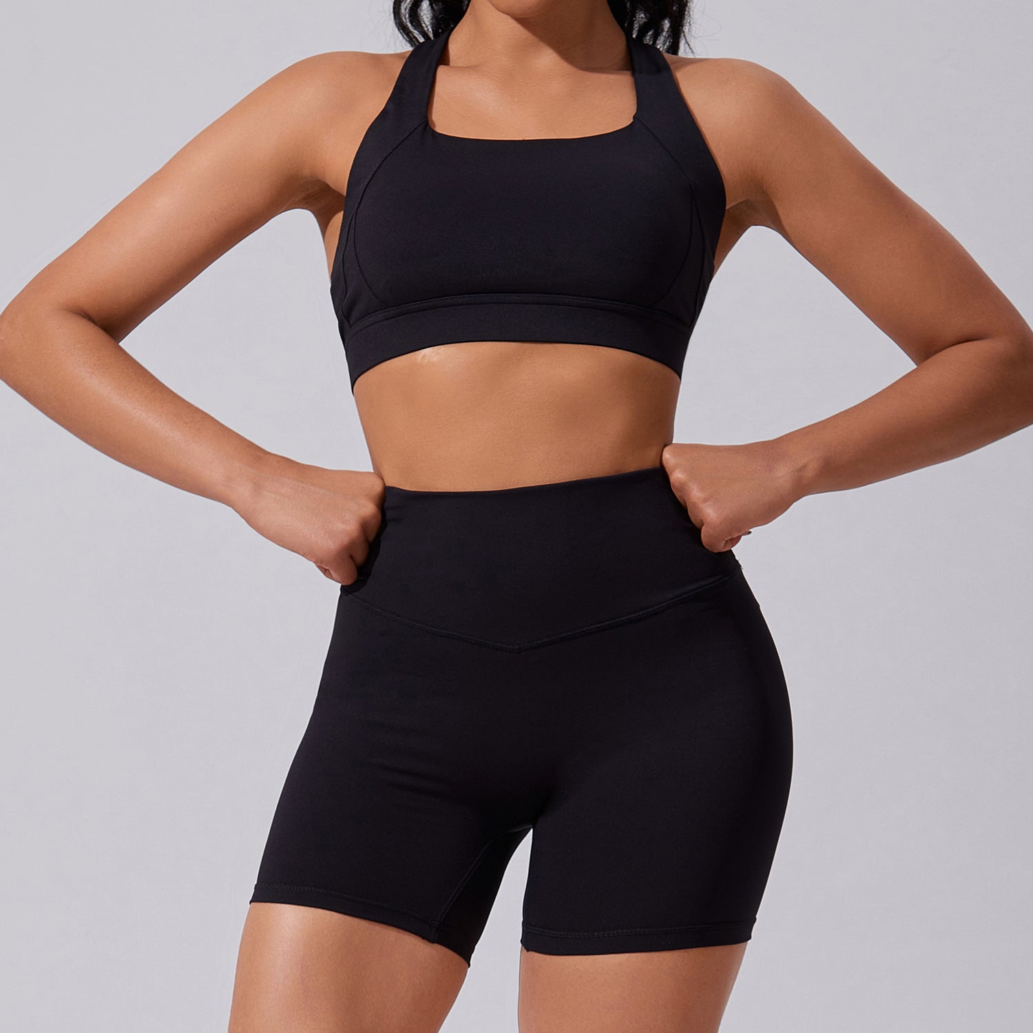 Women's Tight hip-lifting fitness suit two-piece set